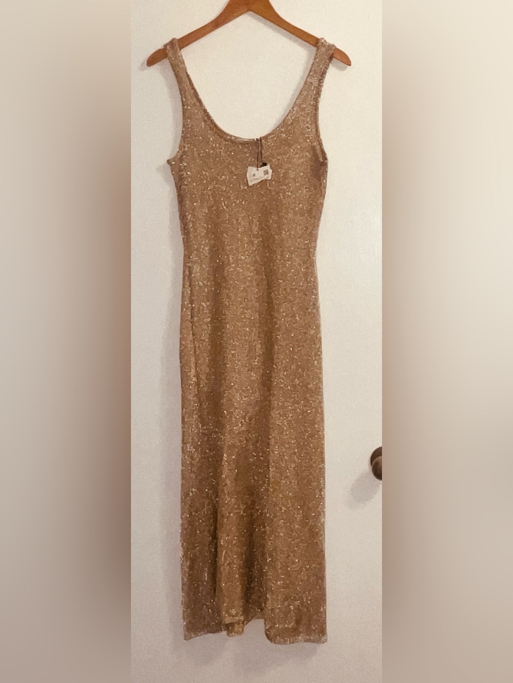 Zara Gold Metallic Scoop Neck Maxi Dress NWT (Tags torn) - Picture 7 of 7